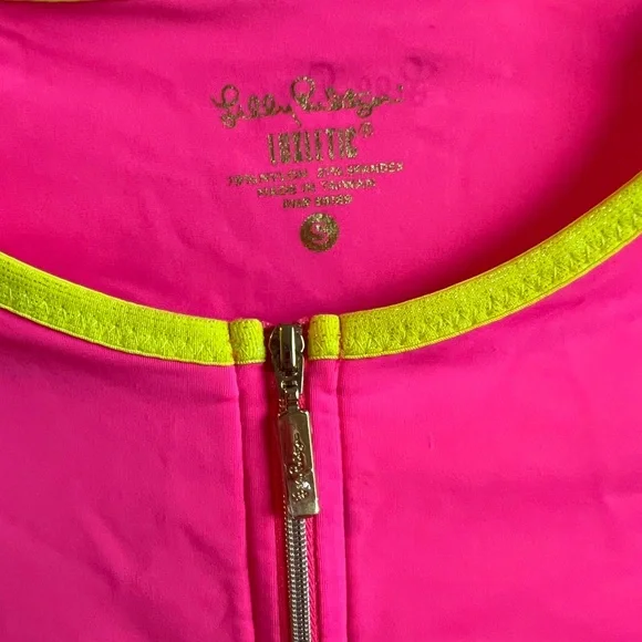 LILLY PULITZER Bright Pink Long Sleeve Athletic or Swim Top - Picture 5 of 6